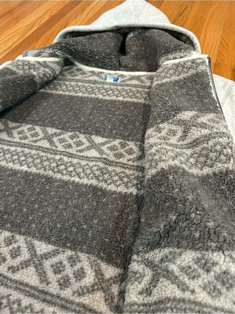 J. Crew Men's Light Gray Sherpa-Lined Zip Hoodie SIZE M